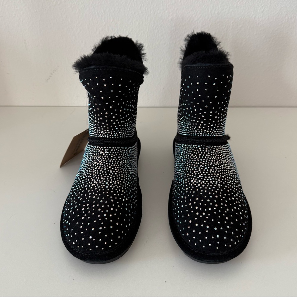 🆕 BEARPAW “Prudence” Pull-On Suede Sparkle black boots NWT $100 size: 7M - Picture 3 of 7